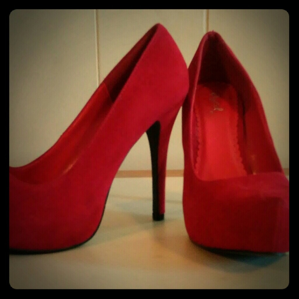 Fire red stiletto heels